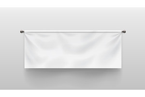 realistic white fabric banner on, an Object Illustration by IfH