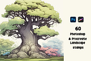 Landscape Procreate Photoshop stamps, a Brush Add-On by Spark Studio Brushes (Thumbnail 3 of 7)