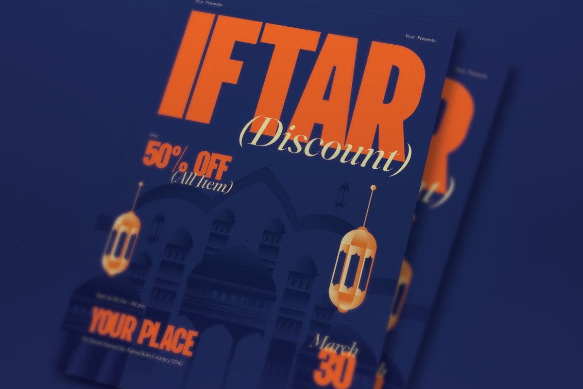Purple Bold Iftar Discount Flyer Set, a Flyer Template by graphicook (Photo 2 of 3)
