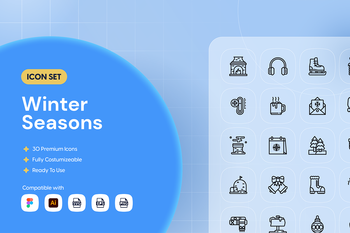 Winter Seasons Icon Set, an Outline Icon by Nathaya Studio (Photo 1 of 2)