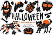 Halloween Linocut Clipart, an Illustration by Malena (Thumbnail 1 of 6)