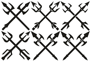 Crossed Trident Silhouette Designs, an Object Graphic by Billah Hub