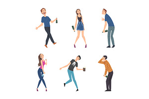 Man and Woman with Alcohol Bottle, a Person Illustration by TopVectors