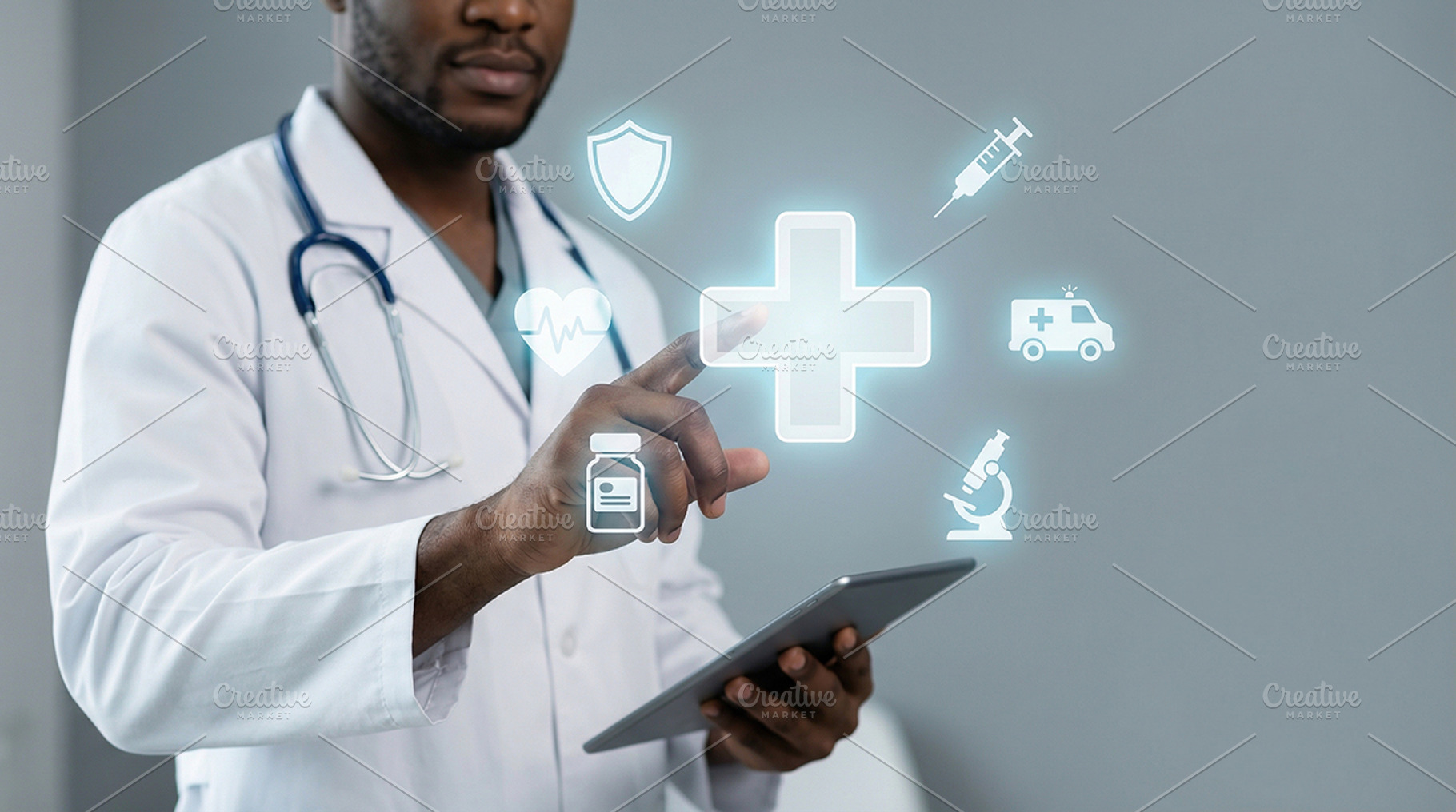 medicine doctor, virtual interface, a Health & Medical Photo by itakdalee