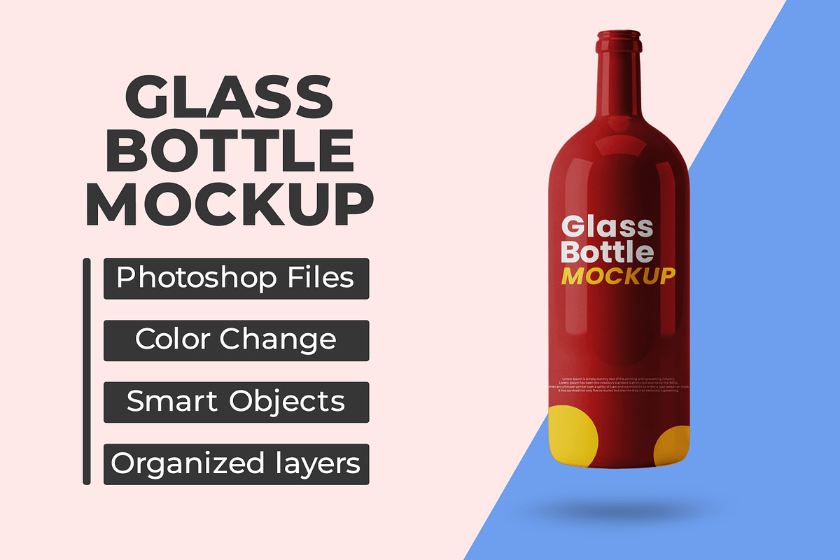 Red glass bottle mockup, a Packaging Mockup by Viswal Studio (Photo 1 of 2)