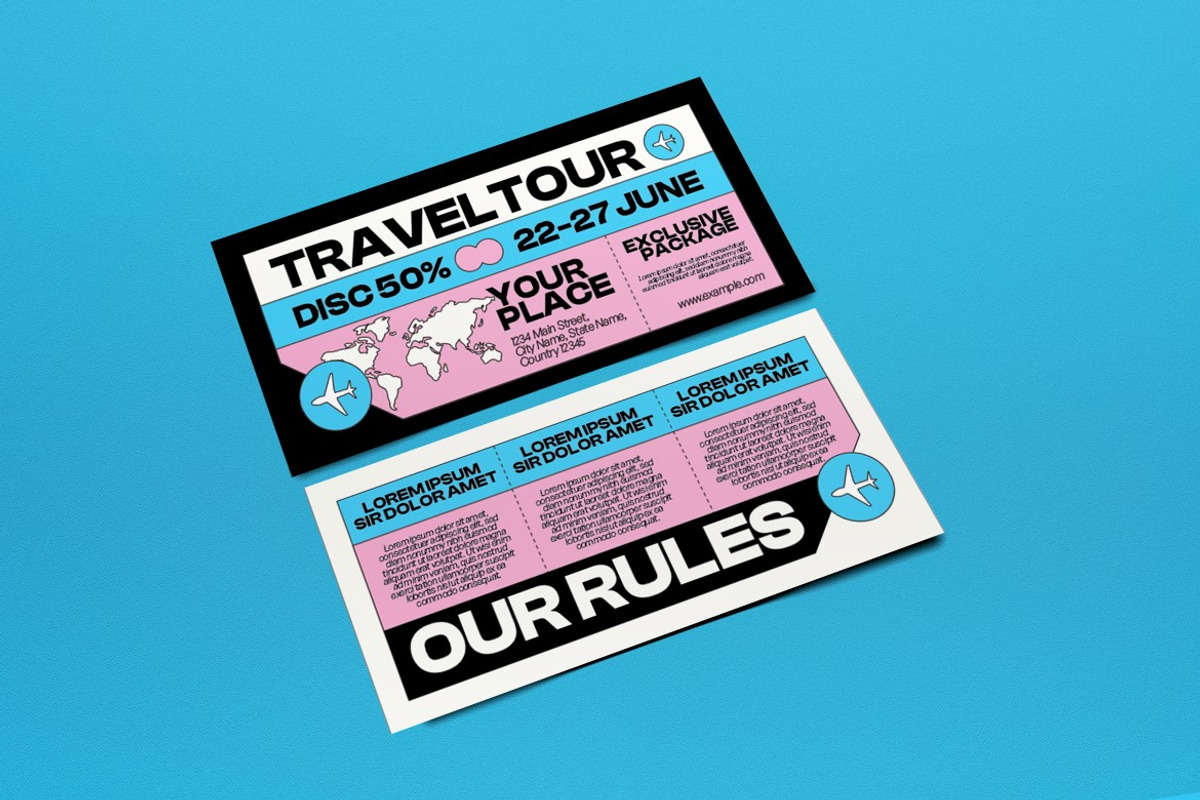 Travel Tour Voucher, a Card Template by graphicook (Photo 2 of 3)