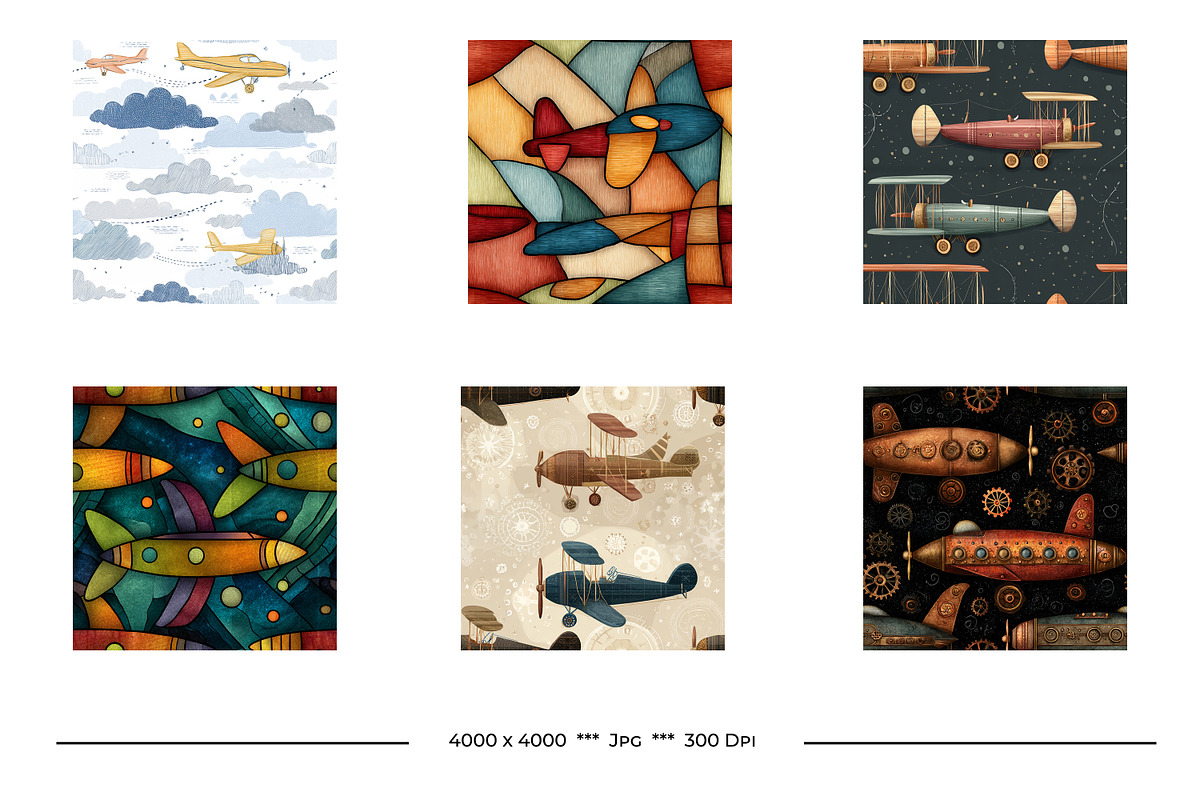Toy Airplane Retro Art Style Pattern, a Pattern Graphic by karenfoleyphoto (Photo 3 of 9)