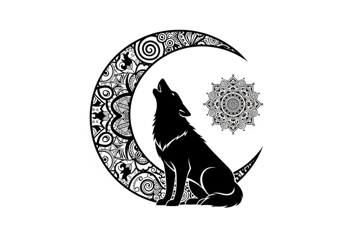 Mandala Moon Wolf SVG Bundle, an Illustration by Gaye Art (Photo 14 of 31)