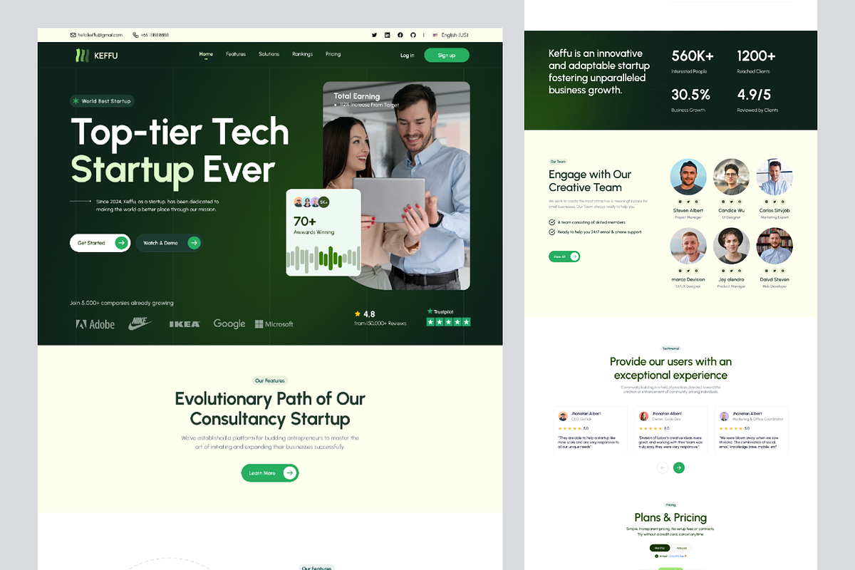 Keffu - Startup Landing Page, a Landing Page Template by keffidesign (Photo 1 of 2)