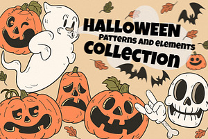 Retro Halloween Patterns & Elements