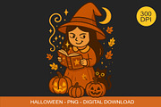 Cute halloween witch with pumpkins., a Decorative Illustration by kaisorn (Thumbnail 1 of 9)