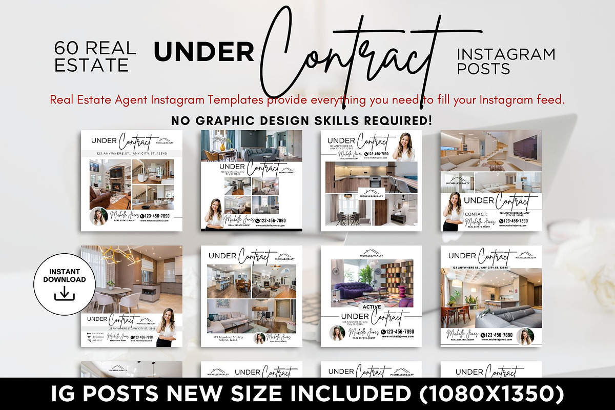 Under Contract Instagram Posts Canva, a Social Media Template by CreativeVinesStore (Photo 2 of 6)