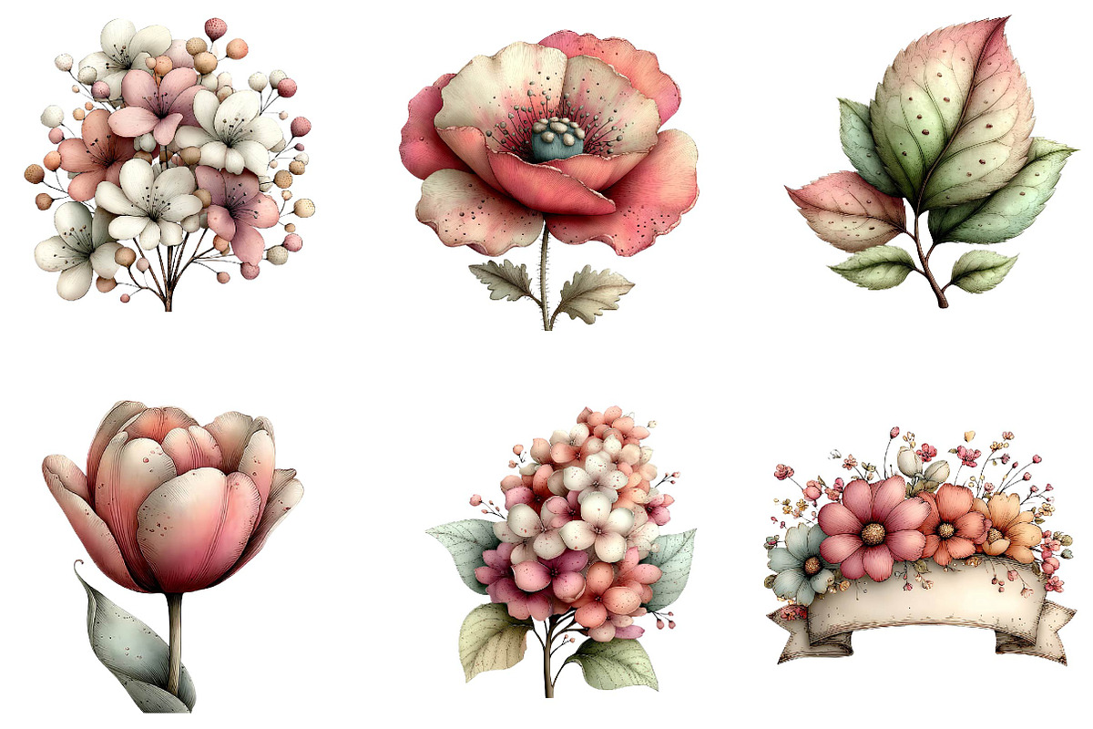 Collection of Spring Watercolor Flor, an Illustration by CreationArt (Photo 3 of 7)