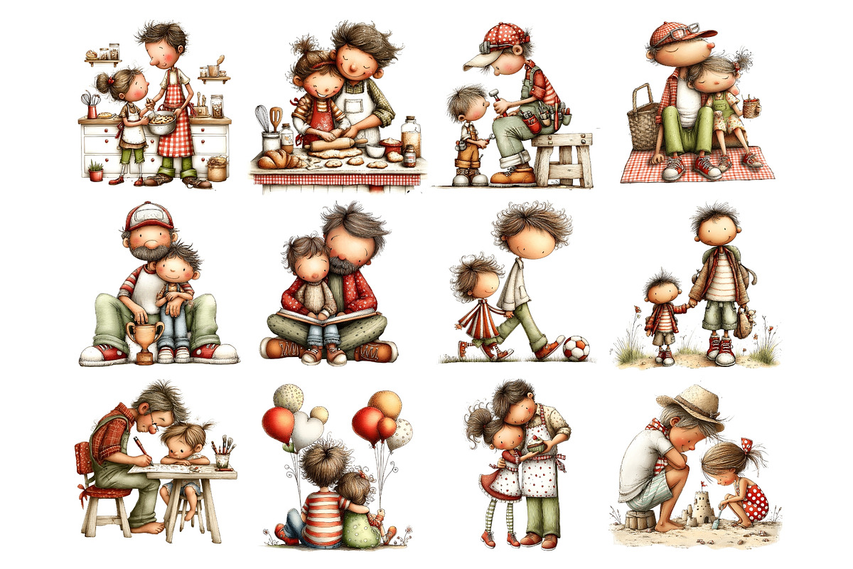 Father and Child Watercolor Clipart, a Person Illustration by Nicolle's Colorful Art (Photo 2 of 6)