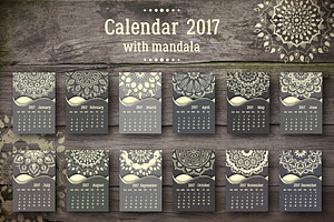 Calendar 2017 With Mandala.