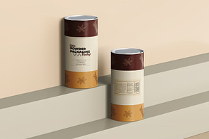 Paper Tube With Metallic Lid Mockup