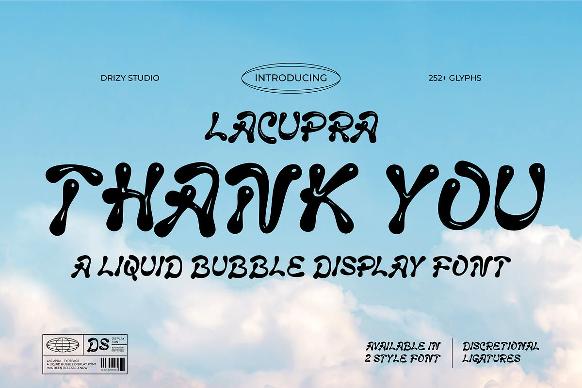 Lacupra - Liquid Bubble Display Font, a Sans Serif Font by Drizy (Photo 10 of 10)