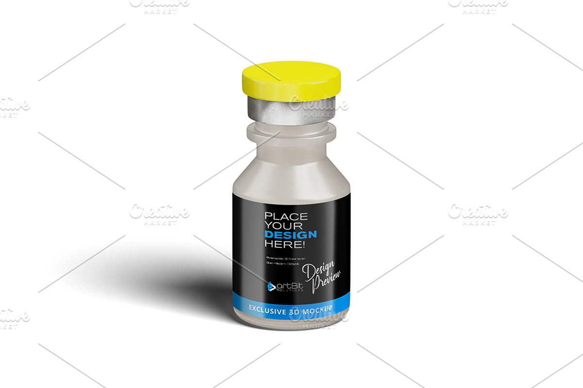 Ebola Vaccine Bottle 3D PSD Set, a Packaging Mockup by artBit Design Studio (Photo 2 of 6)
