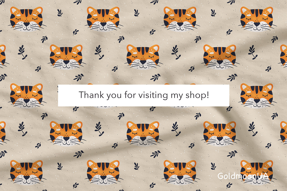 Tiger Patterns & Clipart, an Animal Illustration by GoldmoonUA (Photo 5 of 5)