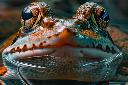 Frog emerging from water, an Animal Photo by MistyDay