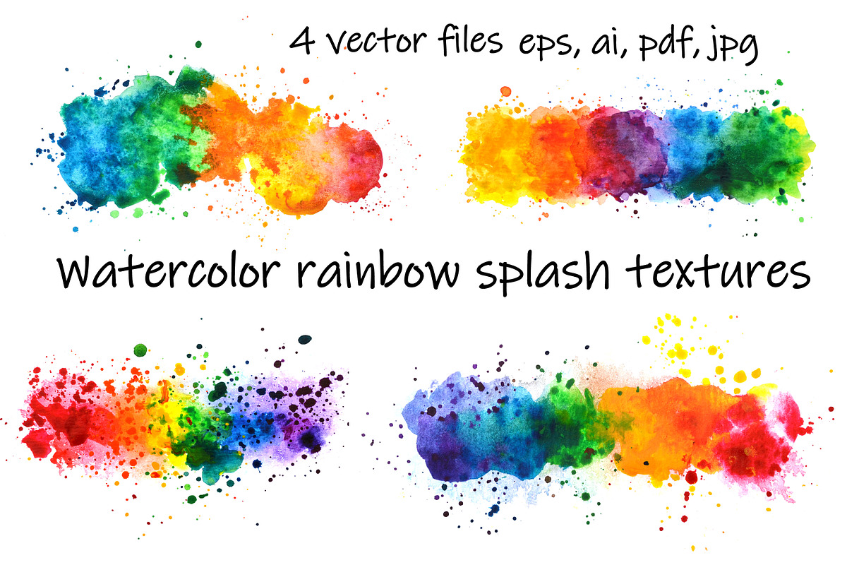 rainbow watercolor splashes, a Texture Graphic by PatapovaVika (Photo 1 of 5)