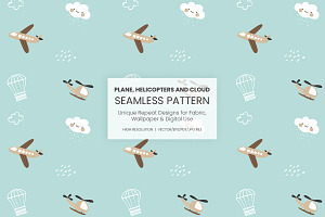 Cute Airplane & Helicopter seamless