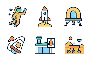 Astronaut, rocket, and space rover, an Illustration by ZinetroN