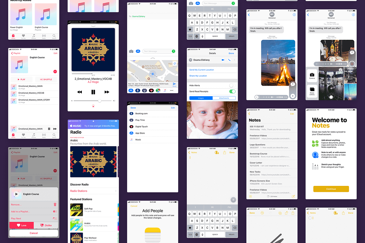 iOS11 GUI KIT Illustrator Sketch XD, an UI Kit Template by Ui Markets (Photo 17 of 21)