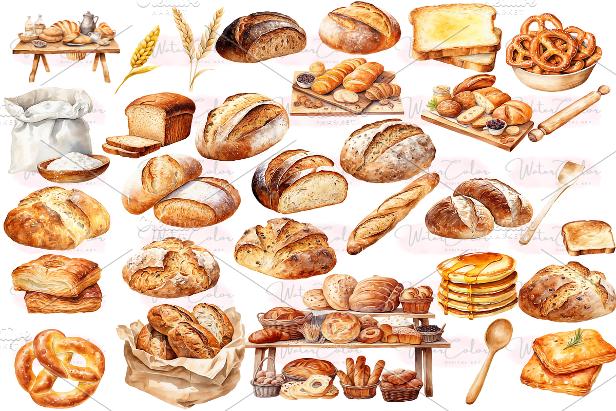 Baked Bakery Collection Clipart, a Food Illustration by Watercolor Digital (Photo 2 of 9)