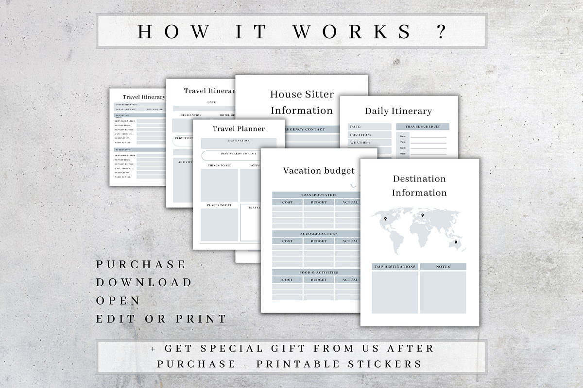 Digital Travel Planner Templates PDF, a Stationery Template by BRANDcontent (Photo 6 of 6)