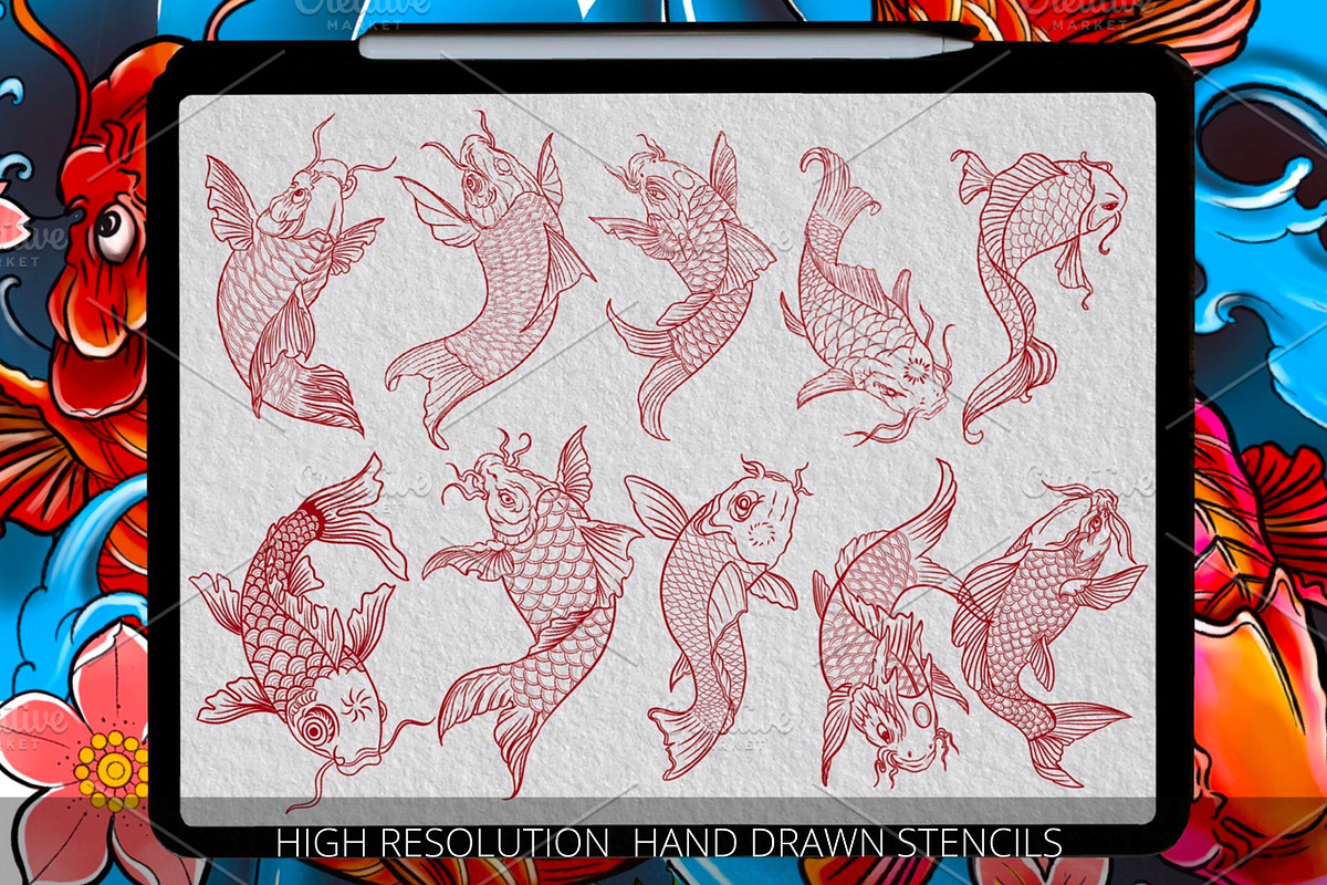 Koi fish tattoo | Japan tattoo kit, a Brushes & More by Tattoo Worker Studio (Photo 6 of 10)