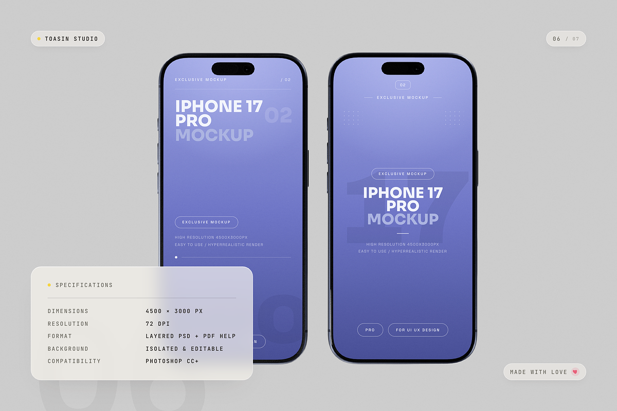 iPhone 17 Pro Mockup, an iPhone Mockup by Toasin Studio (Photo 6 of 7)