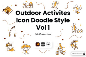 Outdoor Activities Doodle Icon Set, an Object Illustration by SLAB! Design