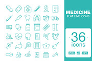 Medicine  icon set Flat line icons, an Outline Icon by OctoPaper (Thumbnail 1 of 2)