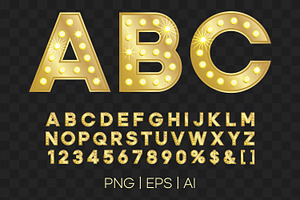 Gold retro letters vector PNG EPS AI