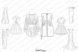 Fashion Dresses Stamps For Procreate