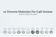 11 Chrome Materials for C4D Octane, a 3D by 3DTreatment (Thumbnail 1 of 14)