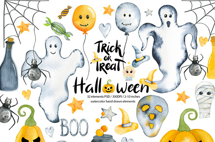 Watercolor Halloween Clipart