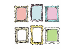 Hand drawn ornate frames colorful, an Illustration by Vectorstockersland