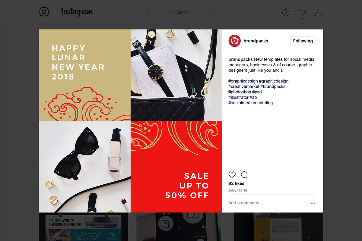 Chinese New Year Instagram Templates, a Social Media Template by BrandPacks (Photo 14 of 16)