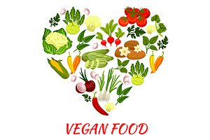 Heart Shape Icon With Veggies