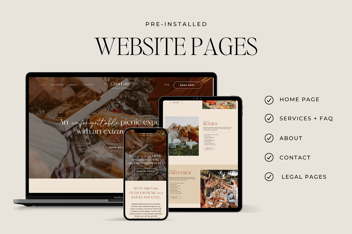 Luxury Picnic Wix Website Template, a Wix Template by Ton Rêve Design Studio (Photo 2 of 8)