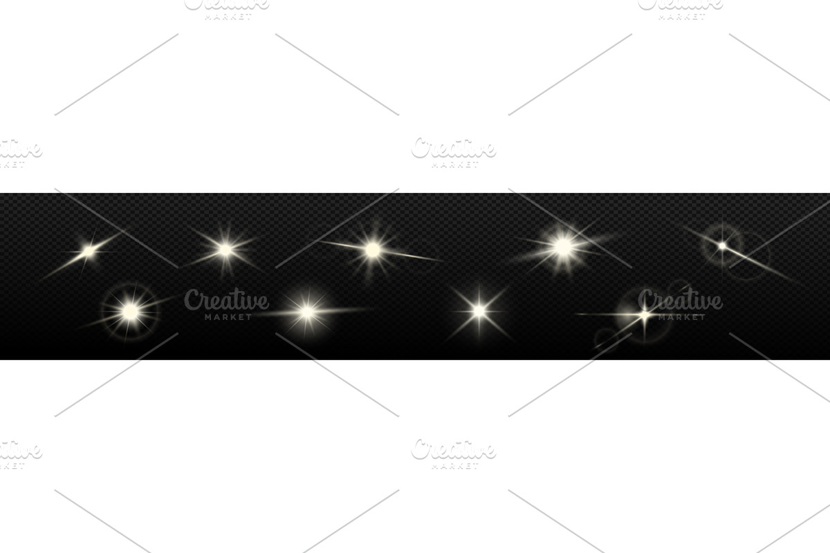 White sparkles shine special light, an Object Illustration by skripnikbb