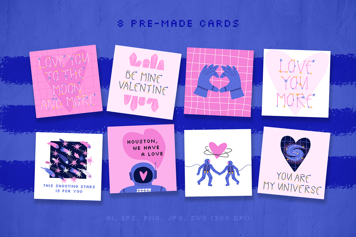 COSMIC LOVE: clipart, cards, pattern, a Seasonal Illustration by Elliko shop (Photo 4 of 11)