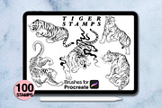 100 procreate tiger stamps, a Brush Add-On by Arts For Peace (Thumbnail 4 of 8)