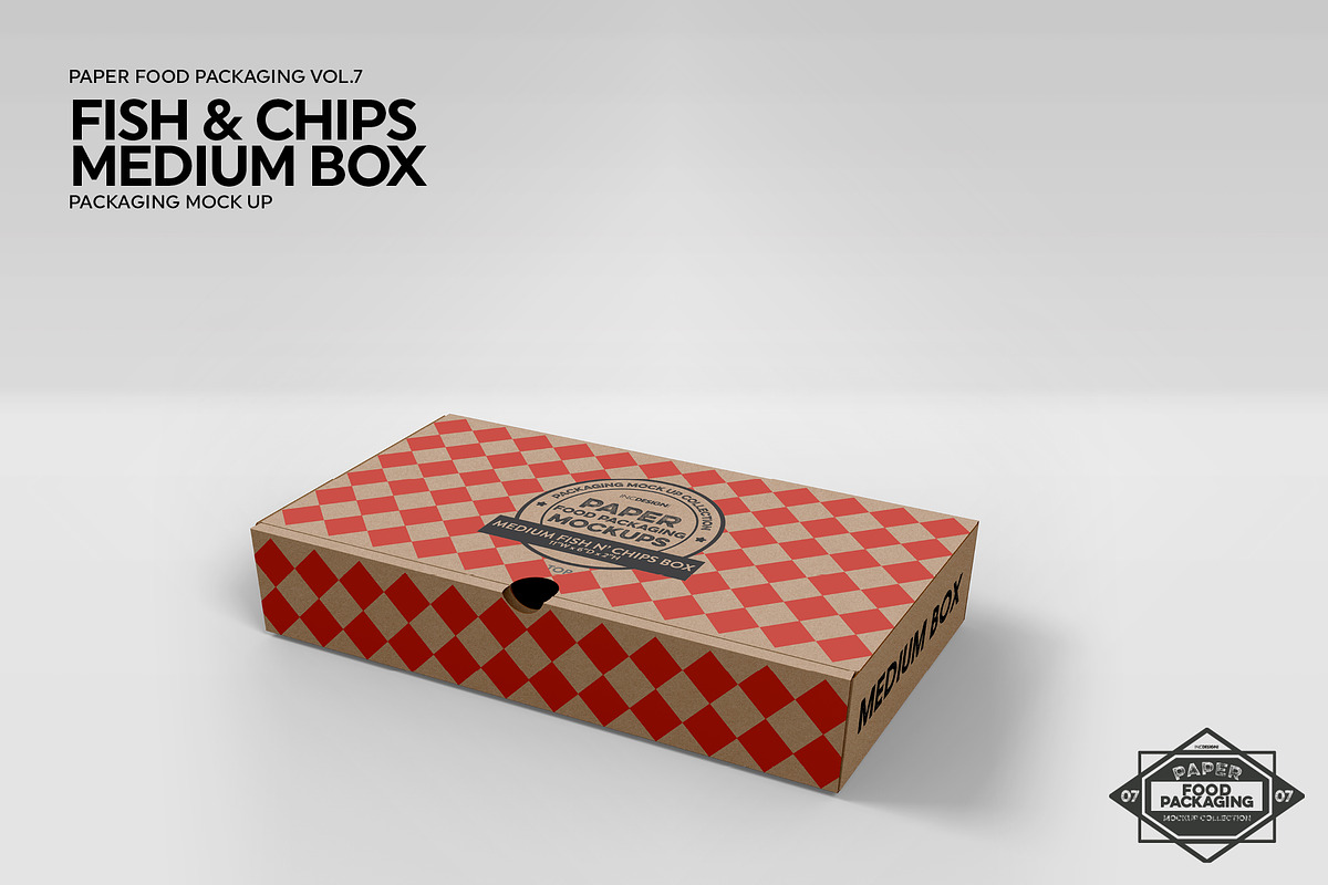 Medium Fish and Chips Box Mockup, a Packaging Mockup by INCDesign (Photo 3 of 6)