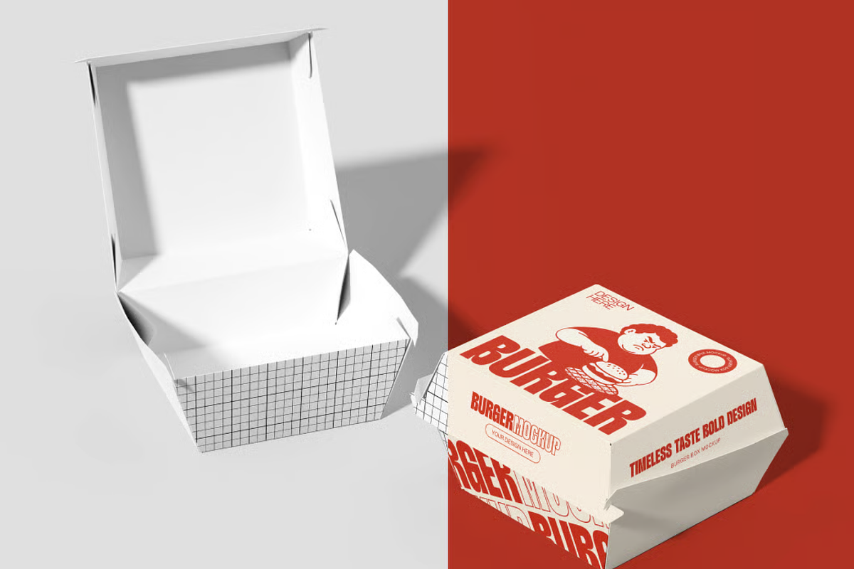 Burger Box Mockup, a Packaging Mockup by graphicsauce (Photo 2 of 4)