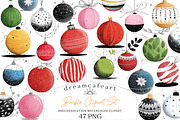 Bauble Clipart Set, an Illustration by DreamCafeArt (Thumbnail 1 of 8)