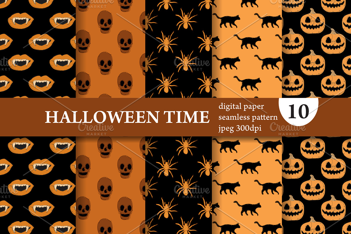 10 Halloween Seamless Patterns Set, a Pattern Graphic by Sunset&Sea Design (Photo 1 of 2)