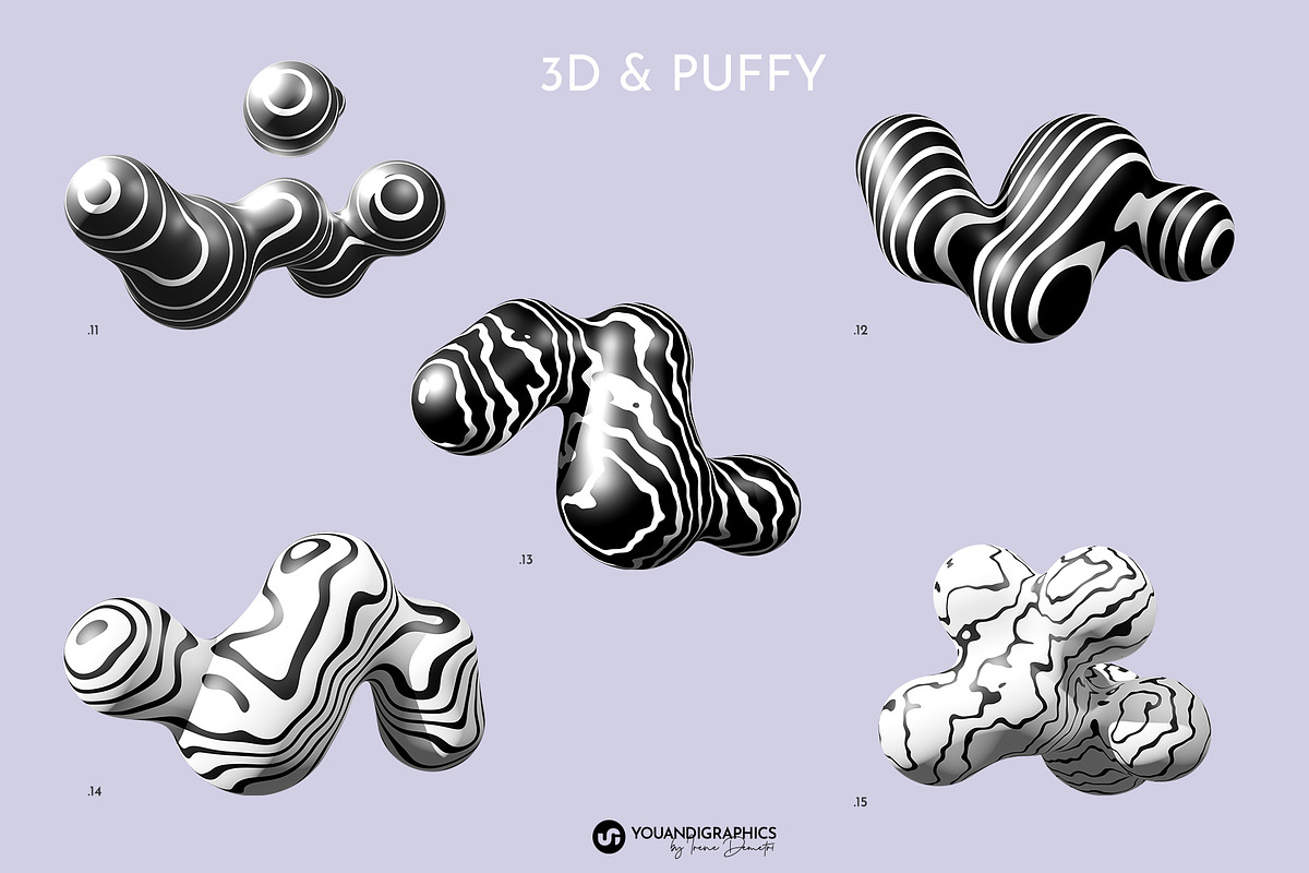 Puffy Abstract 3D Graphics Shapes, an Object Graphic by Youandigraphics (Photo 11 of 15)